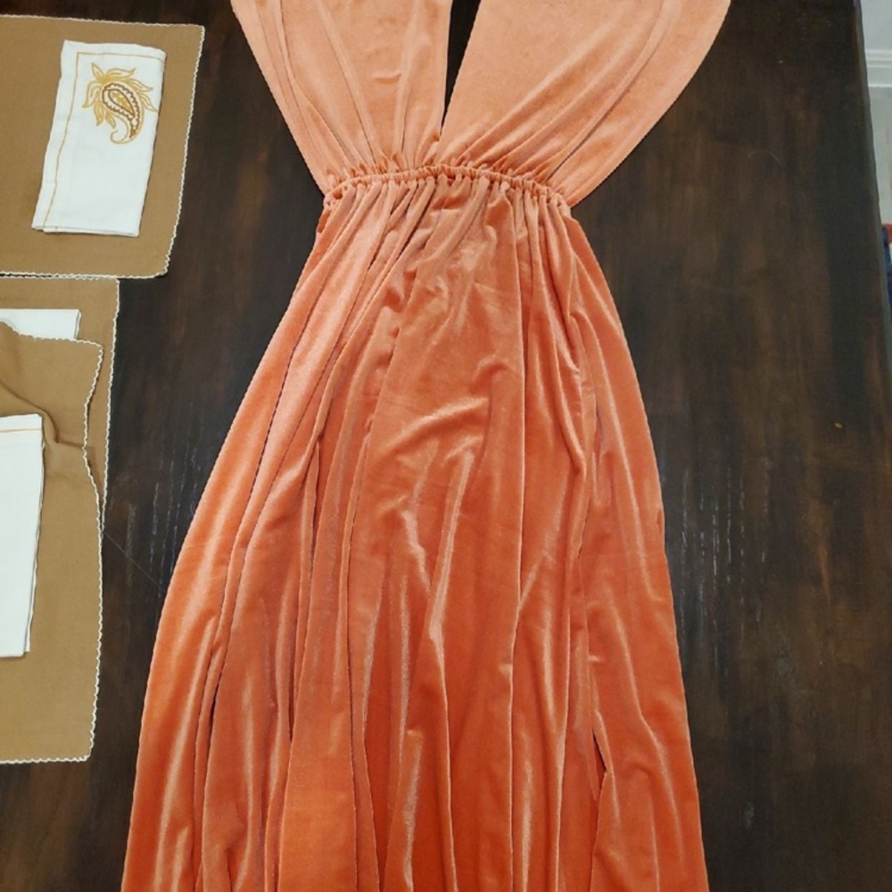 Infinity / Convertible Wrap Salmon Velvet Dress - Picture 2 of 5